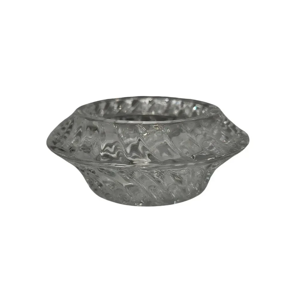 Vintage Clear Pressed Glass Tealight Candle Holders Set of 2 Diamond Cut Votive